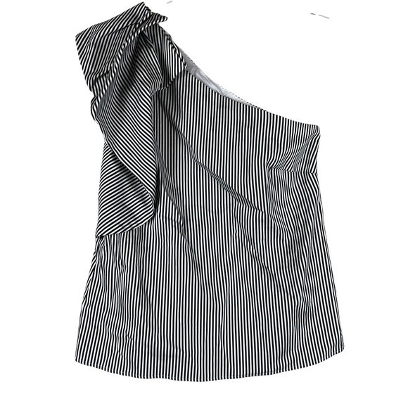 Banana Republic Tops - Banana Republic Black & White Striped One Shoulder Top Size 4